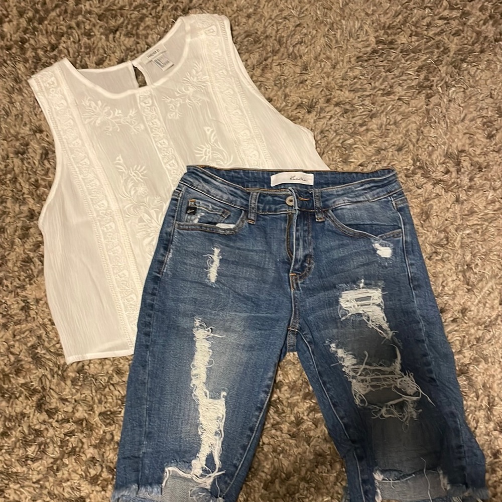 KanCan Bermuda denim shorts w/Forever 21 top